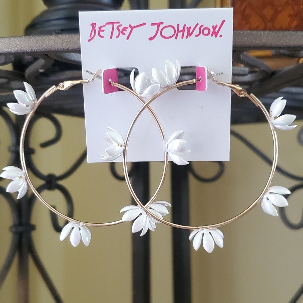Betsey Johnson Flower Hoop Earrings
